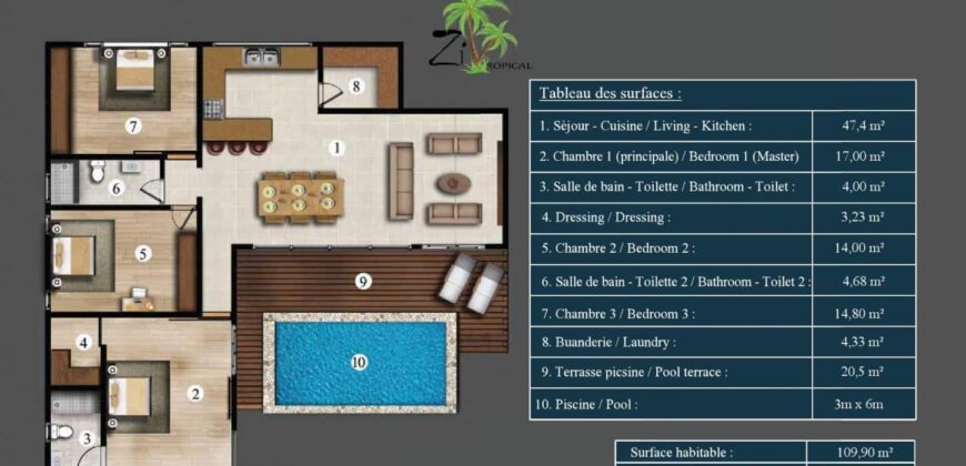 Programme de 7 luxueuses villas proche de la plage à Anse la Raie