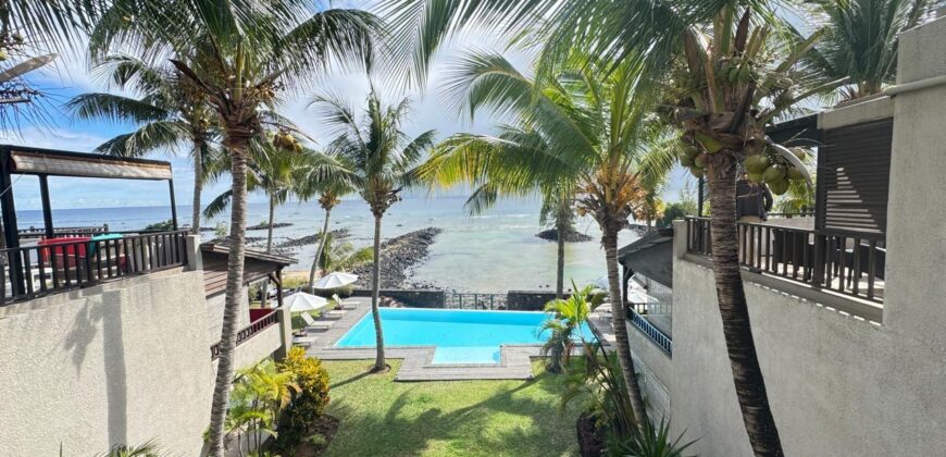 À louer un ravissant appartement pieds dans l’eau avec vue mer exceptionnelle à Pointe aux Biches Maurice